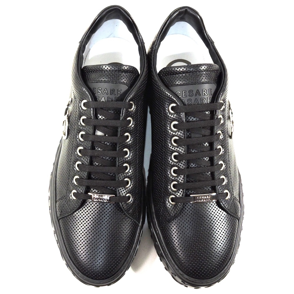 CASADEI 🇮🇹 MEN'S BLACK SOFT LEATHER COMFORT FASHION SNEAKERS - Picture 6 of 8